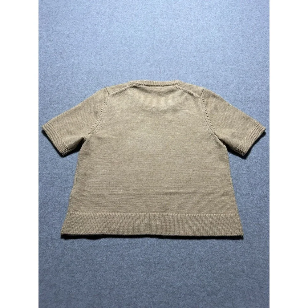 NWOT Zara Women’s Fitted Sweater Knit Short Sleeve Tan Size M